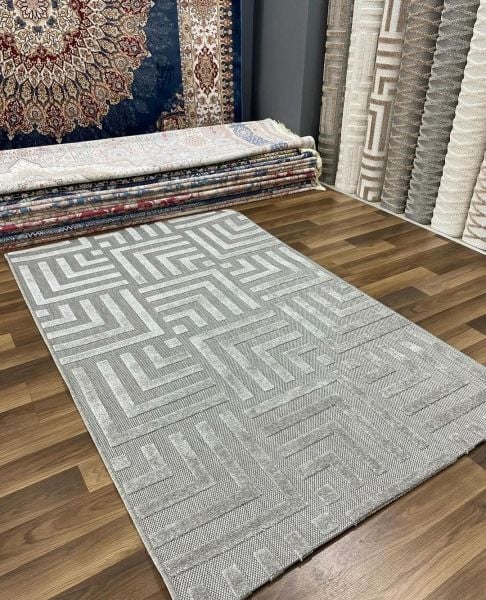 Ahsen Serisi Hav Toz Vermeyen Antialerjik Gri Renk Halı MH-03