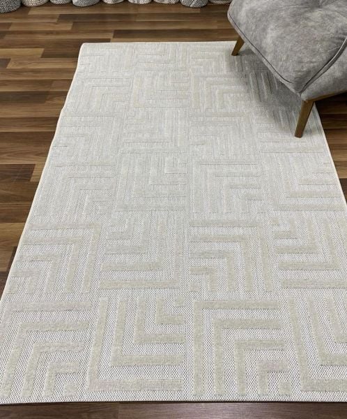 Ahsen Serisi Hav Toz Vermeyen Antialerjik Ekru Renk Halı MH-04