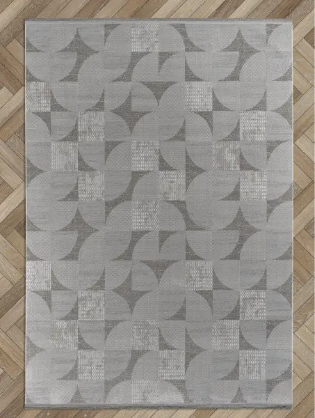 Calme Serisi Gri Renk Yıkanabilir Kaymaz Dokuma Halı T-Hy10