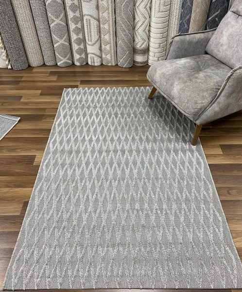 Ahsen Serisi Hav Toz Vermeyen Antialerjik Gri Renk Halı MH-05