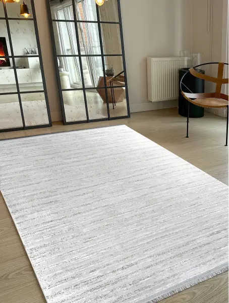 Calme Serisi Bej Renk Yıkanabilir Kaymaz Dokuma Halı T-Hy06