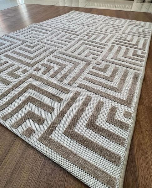 Ahsen Serisi Hav Toz Vermeyen Antialerjik Bej Renk Halı MH-07