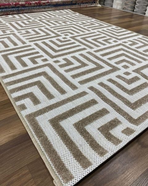 Ahsen Serisi Hav Toz Vermeyen Antialerjik Bej Renk Halı MH-07