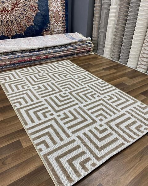 Ahsen Serisi Hav Toz Vermeyen Antialerjik Bej Renk Halı MH-07