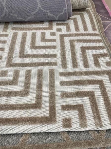 Ahsen Serisi Hav Toz Vermeyen Antialerjik Bej Renk Halı MH-07