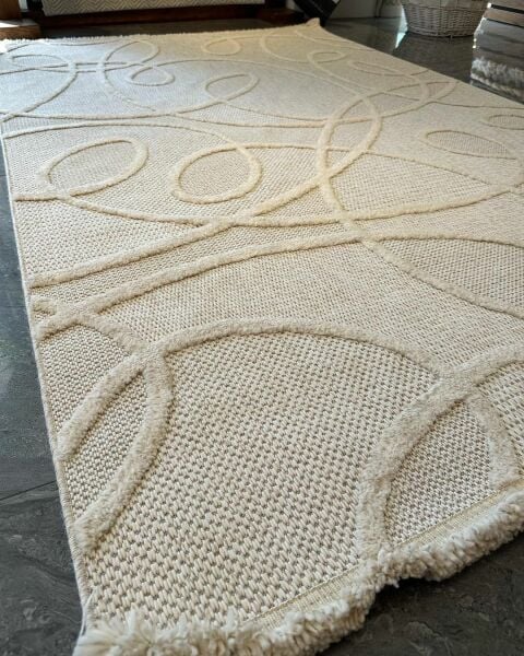 Alessa Serisi Krem Kolay Temizlenen Toz Vermez Dokuma Halı TU-4911