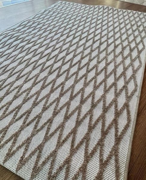 Ahsen Serisi Hav Toz Vermeyen Antialerjik Bej Renk Halı MH-09