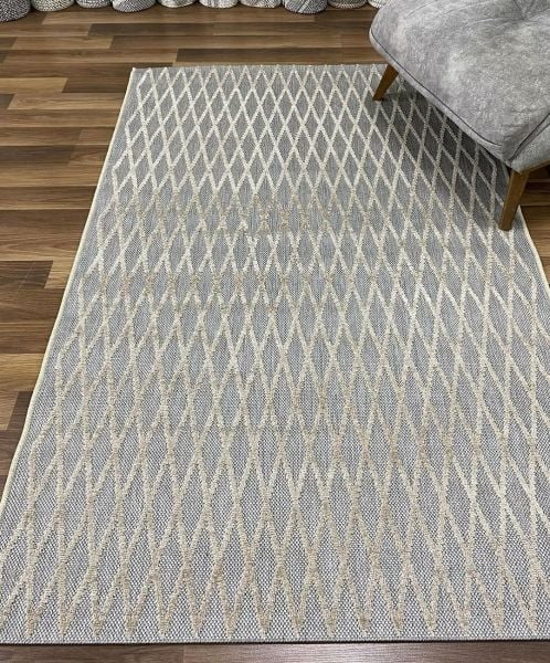 Ahsen Serisi Hav Toz Vermeyen Antialerjik Gri Bej Renk Halı MH-10