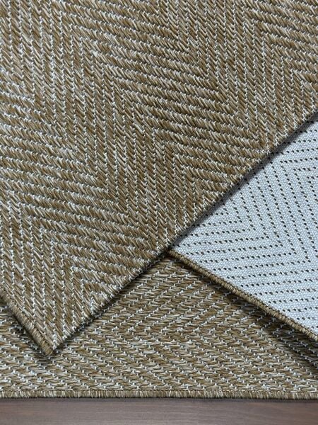 Sisal Serisi Koyu Bej Kaymaz Tabanlı Yıkanabilir Dokuma Halı EM-E901