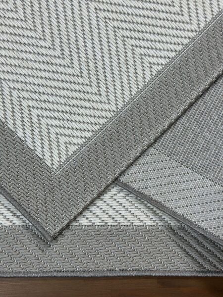 Sisal Serisi Krem Gri Kaymaz Tabanlı Yıkanabilir Dokuma Halı EM-E905