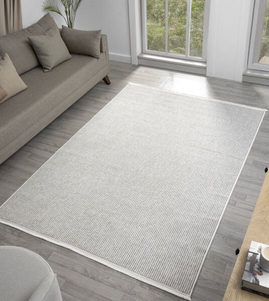 Amore Serisi Gri Krem Yumuşak Dokuma Makine Halısı S-0360G