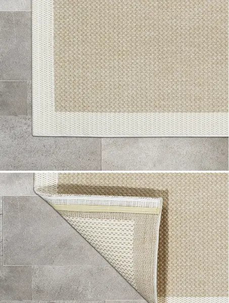 Sisal Serisi Bej Krem Kaymaz Tabanlı Yıkanabilir Dokuma Halı TU-EN10
