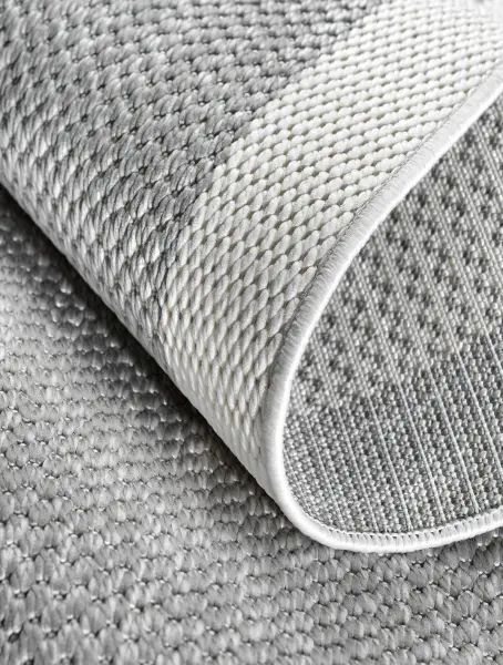 Sisal Serisi Gri Krem Kaymaz Tabanlı Yıkanabilir Dokuma Halı TU-EN07