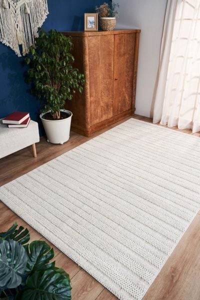 Amore Serisi Beyaz Renk Naturel Dokuma Halı TU-114