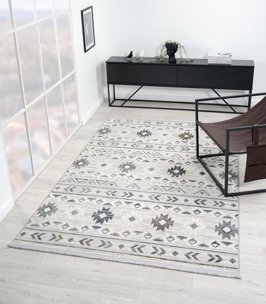 Loya Serisi Gri Renk Tozumaz Antialerjik Makine Halısı LY001G