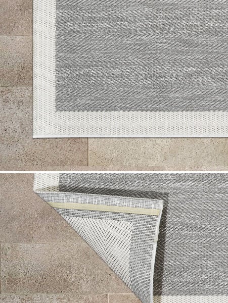 Sisal Serisi Gri Krem Kaymaz Tabanlı Yıkanabilir Dokuma Halı TU-EN03