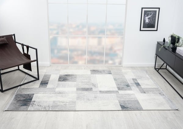 Loya Serisi Gri Renk Tozumaz Antialerjik Makine Halısı LY005G