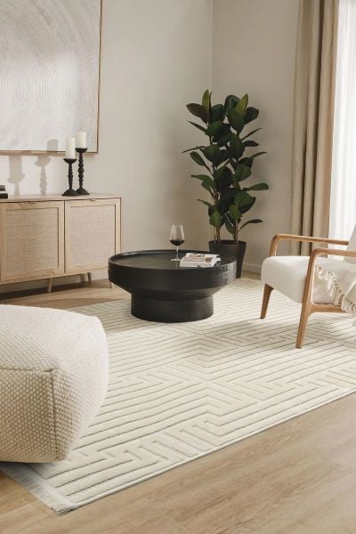 Maison Serisi Krem İskandinav Desenli Modern Halı C-1005