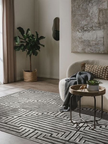 Maison Serisi Gri İskandinav Desenli Modern Halı C-1006