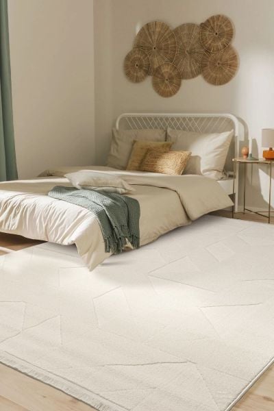 Terra Serisi Krem Yumuşak Dokulu Makine Halısı C-1009