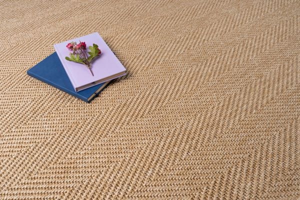 Craft Serisi Bej Balık Sırtı Desen Hasır Dokulu Dokuma Halı S-0454