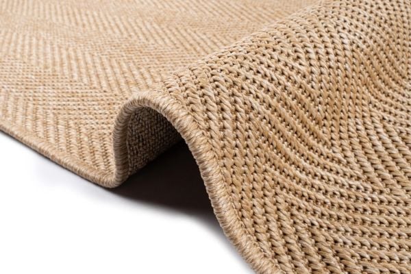 Craft Serisi Bej Balık Sırtı Desen Hasır Dokulu Dokuma Halı S-0454