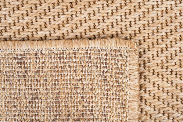 Craft Serisi Bej Balık Sırtı Desen Hasır Dokulu Dokuma Halı S-0454