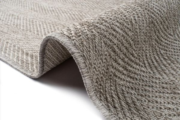 Craft Serisi Gri Balık Sırtı Desen Hasır Dokulu Dokuma Halı S-0455