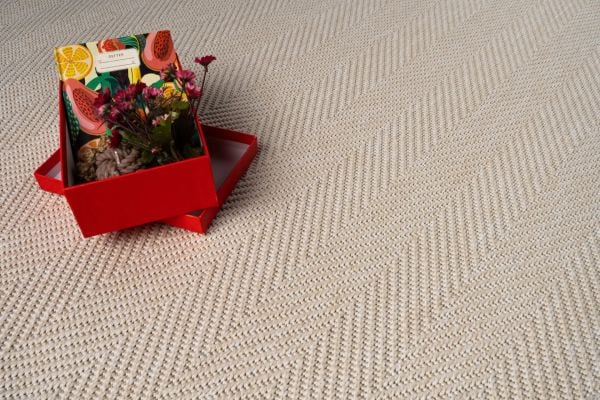 Craft Serisi Krem Balık Sırtı Desen Hasır Dokulu Dokuma Halı S-0457