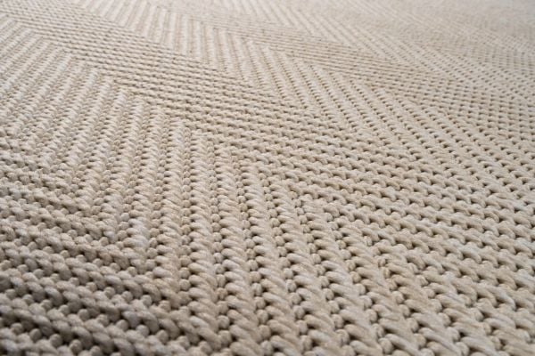 Craft Serisi Krem Balık Sırtı Desen Hasır Dokulu Dokuma Halı S-0457