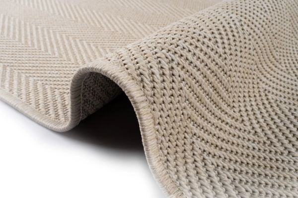 Craft Serisi Krem Balık Sırtı Desen Hasır Dokulu Dokuma Halı S-0457