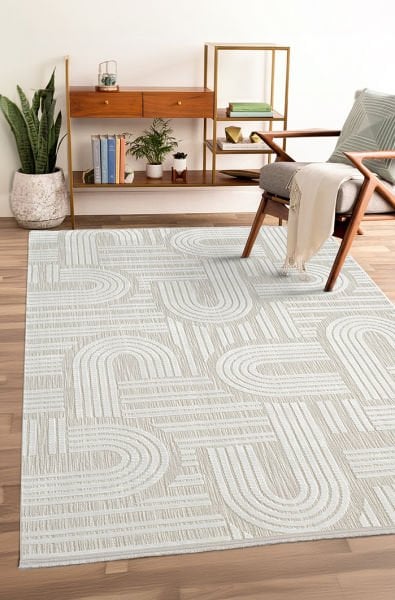 Tablo Serisi Krem Gri Tozumaz Antialerjik Makine Halısı TL005A