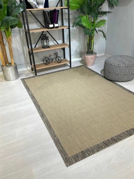 Sisal Serisi Hasır Renk Kaymaz Tabanlı Yıkanabilir Hasır Dokuma Halı TU-0353