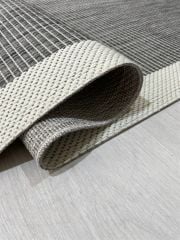 Sisal Serisi Gri Krem Kaymaz Tabanlı Yıkanabilir Hasır Dokuma Halı TU-0356