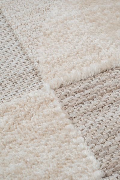 Globe Serisi Geometrik Krem Gri Dokuma Makine Halısı C-7002