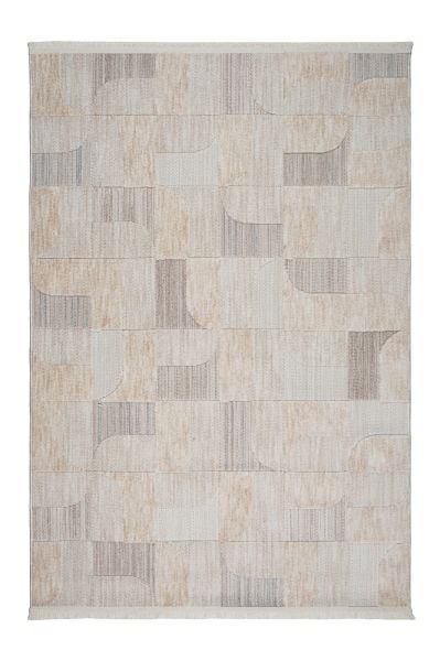 Globe Serisi Geometrik Krem Gri Dokuma Makine Halısı C-7002