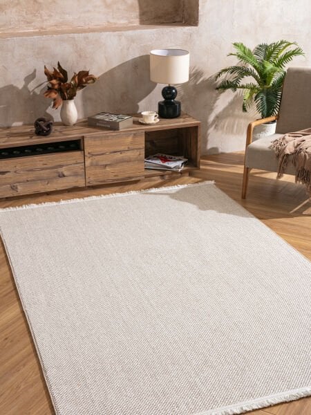 Peru Serisi Krem Renk Modern Yumuşak Dokulu Halı T-Mo01