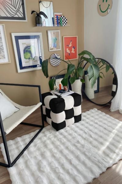 Molecule Serisi Beyaz Yıkanabilir Dokuma Tabanlı Yumuşak Halı AP-9207