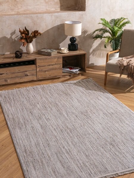 Peru Serisi Gri Bej Modern Yumuşak Dokulu Halı T-Mo03