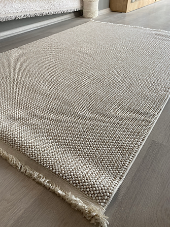 Amore Serisi Bej Bukle Dokuma Toz Vermez Makine Halısı EK-0257