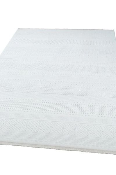 Origami Serisi Beyaz Gri Yumuşak Dokulu Makine Halısı AP-6921