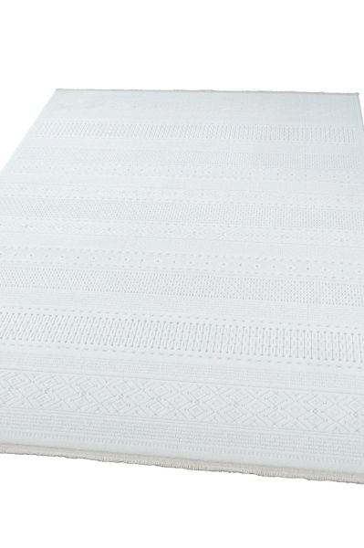 Origami Serisi Beyaz Gri Yumuşak Dokulu Makine Halısı AP-6921