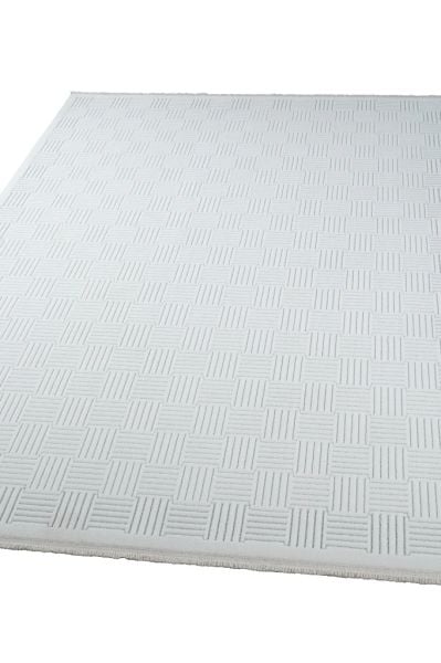 Origami Serisi Beyaz Gri Yumuşak Dokulu Makine Halısı AP-6911