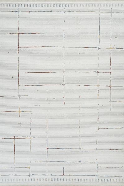 Origami Serisi Beyaz Multi Yumuşak Dokulu Makine Halısı AP-6942