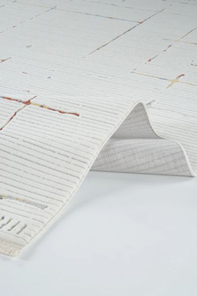 Origami Serisi Beyaz Multi Yumuşak Dokulu Makine Halısı AP-6942