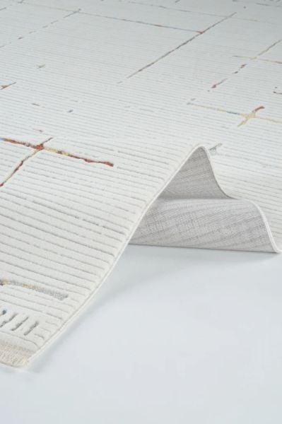 Origami Serisi Beyaz Multi Yumuşak Dokulu Makine Halısı AP-6942