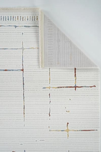 Origami Serisi Beyaz Multi Yumuşak Dokulu Makine Halısı AP-6942