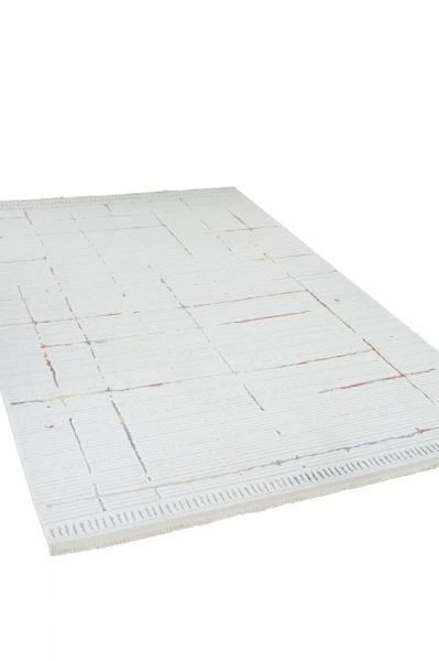Origami Serisi Beyaz Multi Yumuşak Dokulu Makine Halısı AP-6942