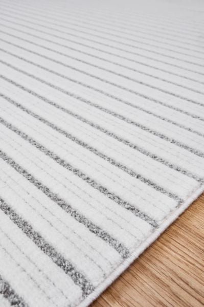 Origami Serisi Beyaz Gri Yumuşak Dokulu Makine Halısı AP-6931