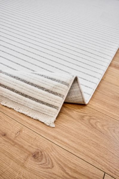 Origami Serisi Beyaz Gri Yumuşak Dokulu Makine Halısı AP-6931